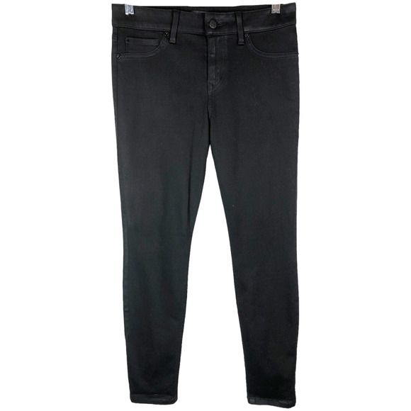 Level99 Size 6 Jeans Black W28 Skinny Mid Rise Stretch Solid Womens Pants 468‎ - Picture 1 of 6